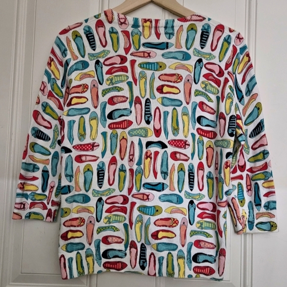COPY-TALBOTS Colorful Novelty Shoe Print button up Cardigan Women size MP - Picture 4 of 10